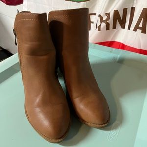 Brown heeled ankle booties
